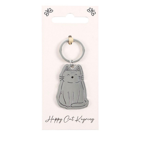 Happy Cat Metal Keyring 3 Designs