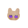 Cat Earrings - Kitty Face Purple Studs
