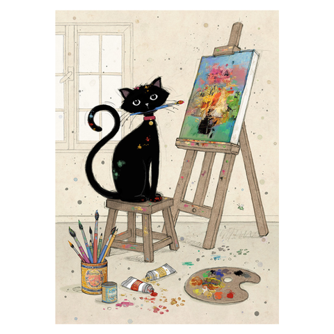 Bug Art Luxury Greetings Card - Artist Kitty