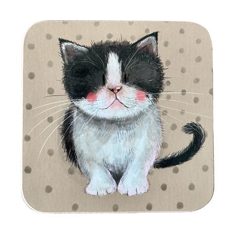 Alex Clark Cat Laminated Single Coaster, Cork Back -  Kitten