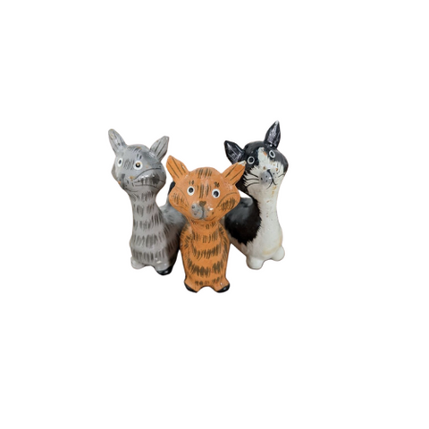 Fair-trade Handmade Wooden Cat Ornaments - 3 Colours