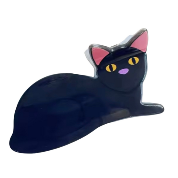 Kitty Hair Clip - Sleek Black Cat