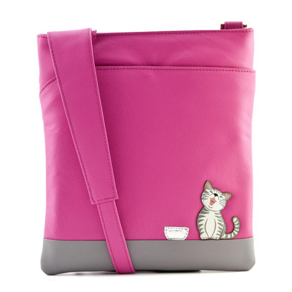 Mala Leather Ziggy Cat Cross Body Bag - Pink Fuchsia