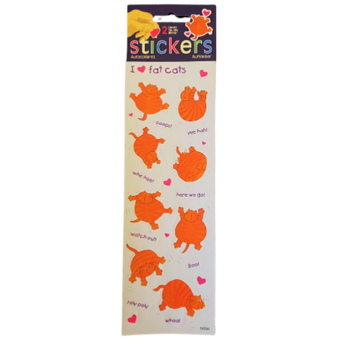 I Love Fat Cats Stickers - Two Sheets Ginger Orange Kitties