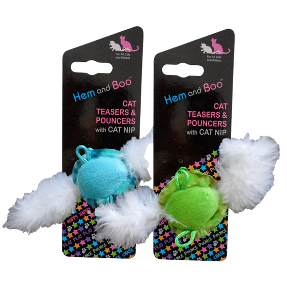 Hem and Boo Chirping Catnip & Feather Soft Cat Toy