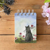 Alex Clark Small Spiral Bound Notepad - Cat & Roses