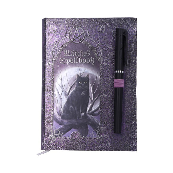 Embossed Witches Cat Spell Book A5 Journal & Pen