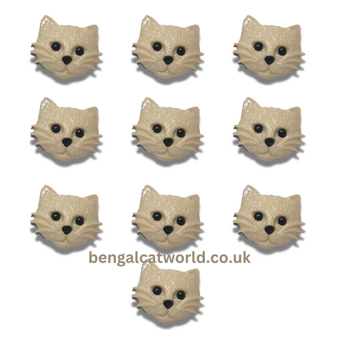 Cute Cat Face Novelty Buttons Pack 10