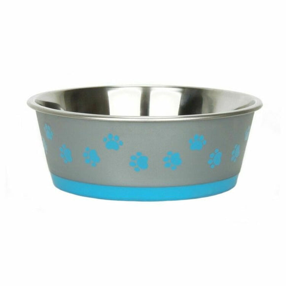 Classic Posh Paws Stainless Steel Non Slip Cat Bowl Blue