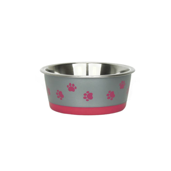 Classic Posh Paws Stainless Steel Non Slip Cat Bowl Pink