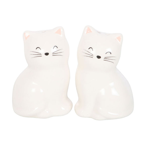 White Cat Shaped Salt and Pepper Shakers Cruet Set