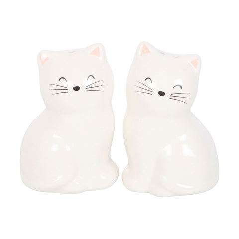 White Cat Shaped Salt and Pepper Shakers Cruet Set