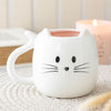 White Cat Shaped Ceramic Mug with Tail Handle