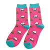 Miss Sparrow Bamboo Cat Socks 'Cat Nap' Hot Pink