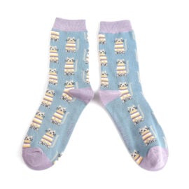 Miss Sparrow Bamboo Cat Socks 'Cosy Kitties' Denim