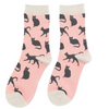 Miss Sparrow Ladies Bamboo Socks 'Cute Cats' Dusky Pink