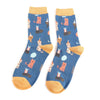 Miss Sparrow Bamboo Cat Socks 'Party Cats' Navy