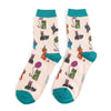 Miss Sparrow Bamboo Cat Socks 'Party Cats' Cream