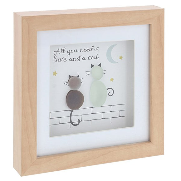 Pebble Glass Box Portrait “All You Need is Love and a Cat”