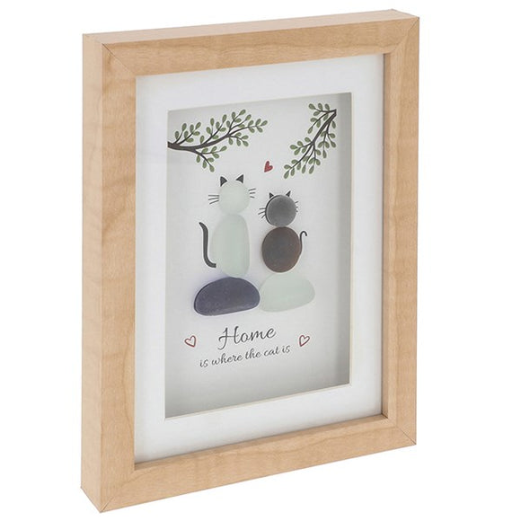 Pebble Glass Box Portrait “Home is where the Cat is”
