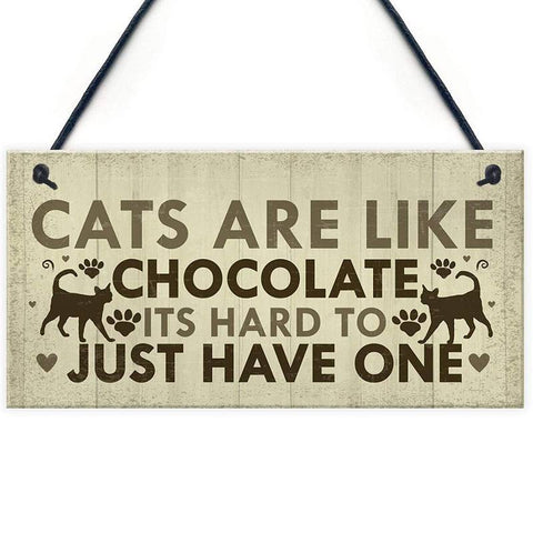 "Cats are Like Chocolate" Plywood Hanging Cat Plaque
