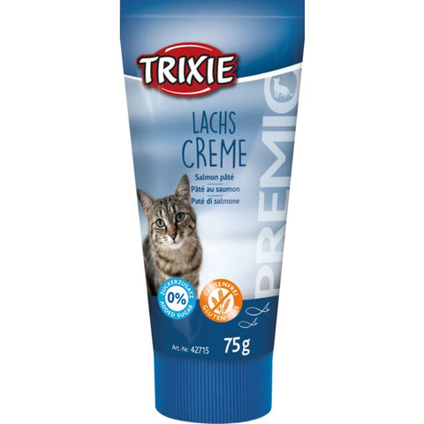 Trixie Lachs Creme cat food packaging on a white background