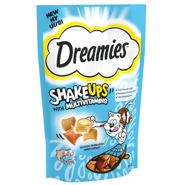 Dreamies Shake Ups Multi Vitamin Cat Kitten Treats Seafood 55g Cat World Feline Superstore