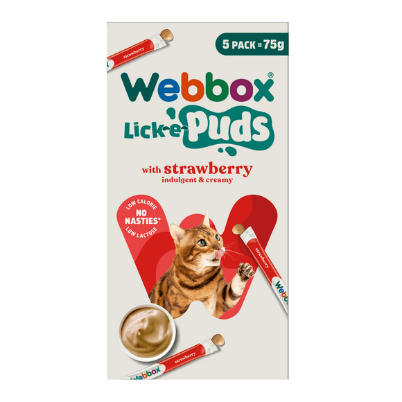 Webbox Lick-e-Puds Cat & Kitten Treat Strawberry 5x15g
