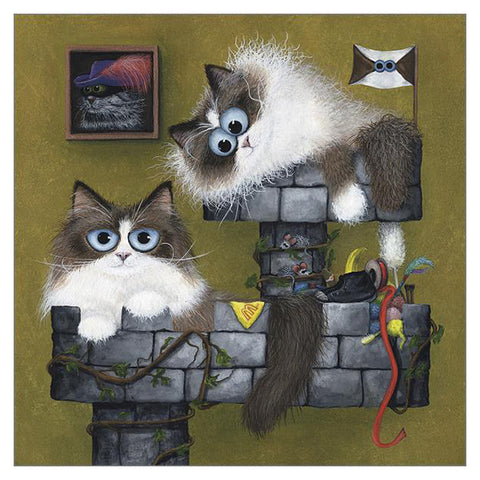 Tamsin Lord Cat Greetings Card - Castle Cat Burglars