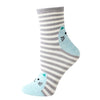 Ladies Cotton Cat Socks - Stripey (6 Colours)