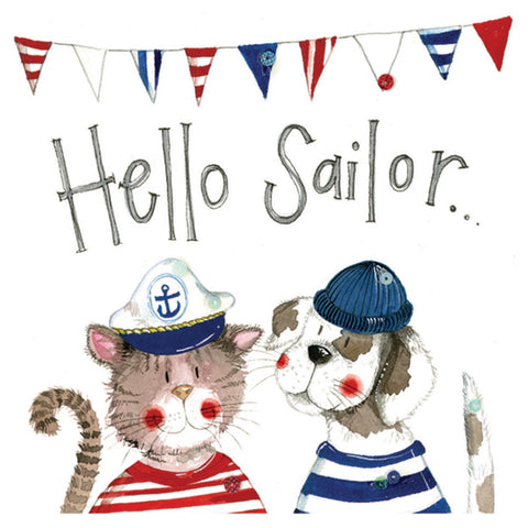 Alex Clark Single Coaster - Hello Sailor Cat & Dog