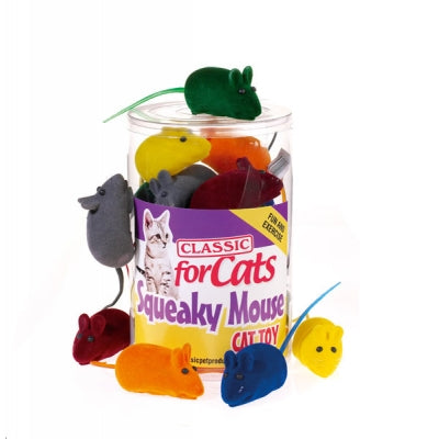 Classic Squeaky Mouse Cat Toy - 6 Colour Options