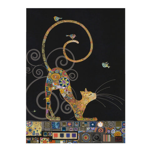 Bug Art Jewels Greetings Card - Cat with Birds