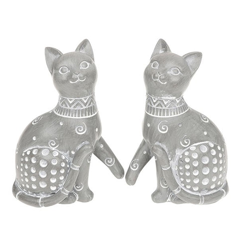 Country Grey Sitting Cat Ornament