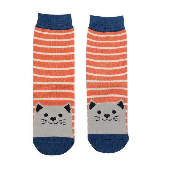 Miss Sparrow Child Bamboo Socks 'Kitty Cats' Orange