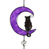 Hand Crafted Purple Moon / Black Cat Wind Chime