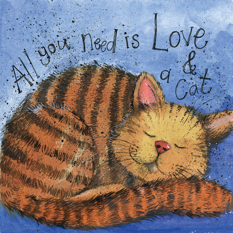 Alex Clark Classic Square Cat Card - Love and a Cat