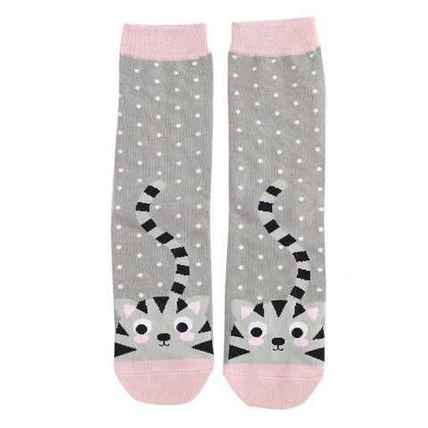Miss Sparrow Ladies Bamboo Socks 'Kitty & Spots' One Size