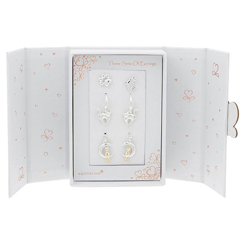 Equilibrium Gift Set 3 Pairs of Earrings Silver/Gold Plated