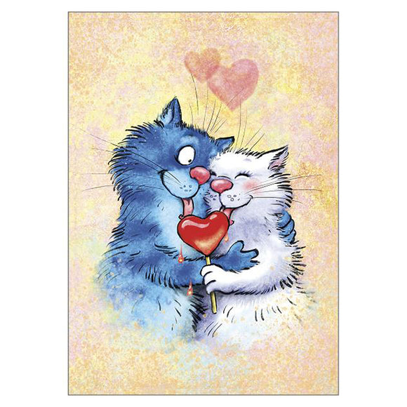 ‘Love You’ Cat Large Greetings Card - Rita Zeniuk