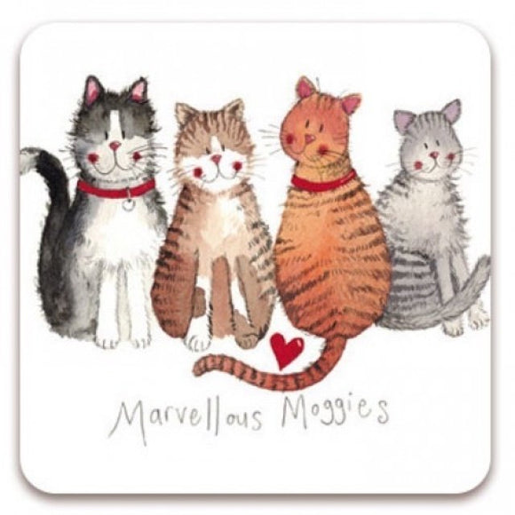 Alex Clark Single Coaster - Marvellous Moggies Cats