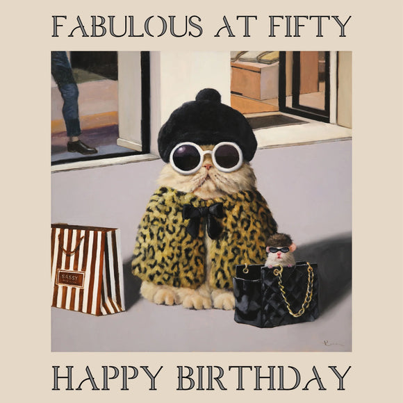 Lucia Heffernan ‘Fabulous at Fifty’ Cat Birthday Card