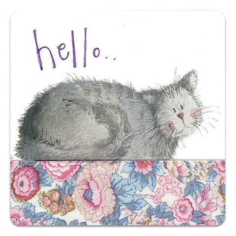 Alex Clark Single Coaster - Hello Grey Cat