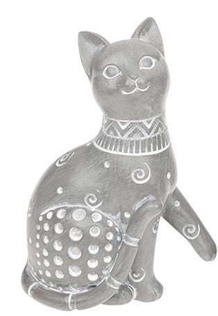 Country Grey Sitting Cat Ornament
