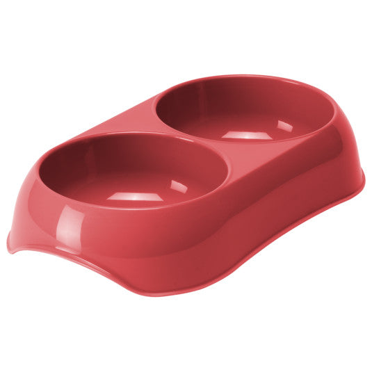 Moderna Double Cat Plastic Food Water Bowl Coral