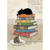 Bug Art Luxury Greetings Card - Books Kitty