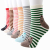 Ladies Cotton Cat Socks - Stripey (6 Colours)