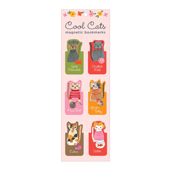 Cool Cats Magnetic Bookmarks - Pack of 6