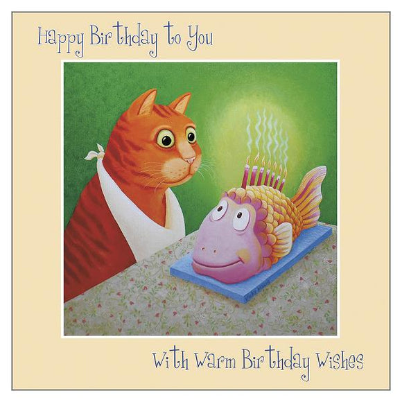 Vicky Mount Cat Greetings Card - Birthday Cake