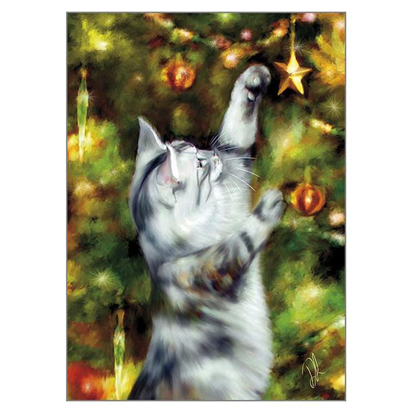 Denise Laurent Cat Christmas Card - Star Catcher